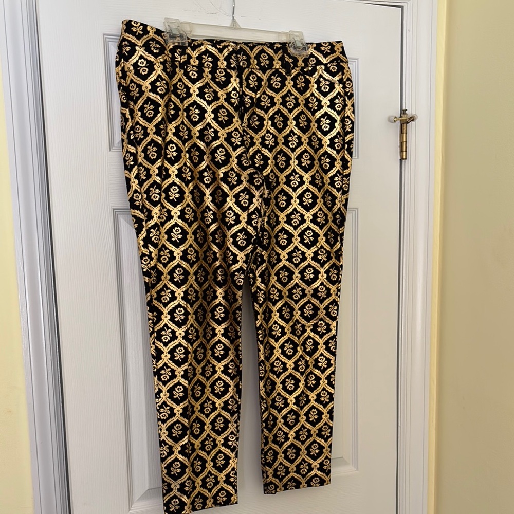 Elegant Black and Gold Dress Pants with Geometric Design